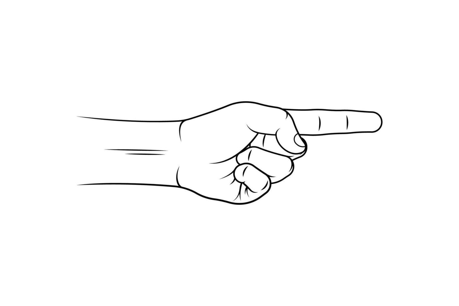 Pointing finger gesture line art isolated on white background. vector