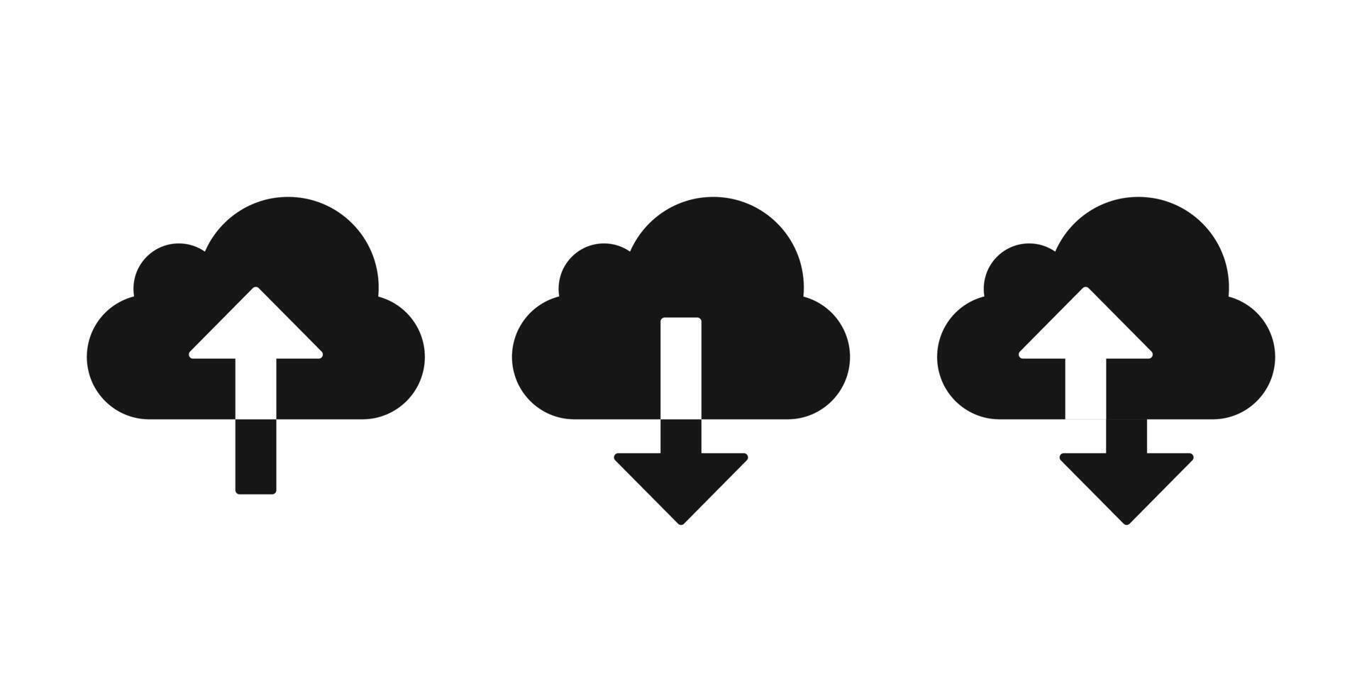 Cloud download and upload icon. Download and upload cloud computing flat icon. Cloud service symbol. vector