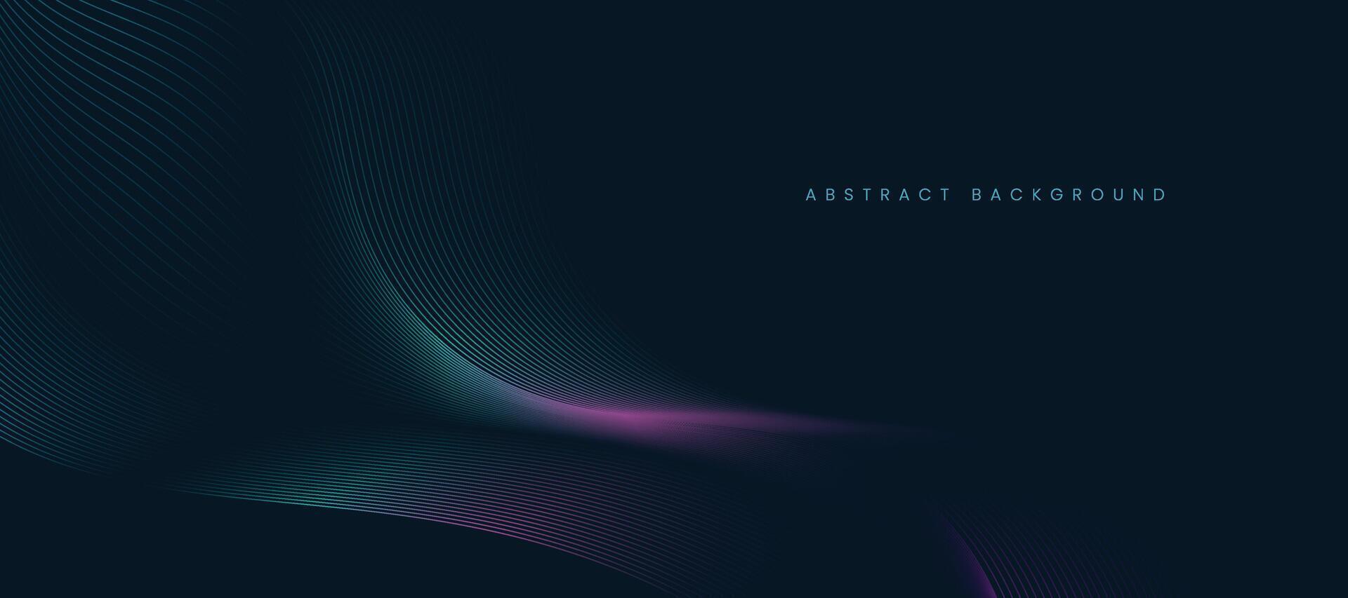 Dark abstract background with glowing wave lines. vector