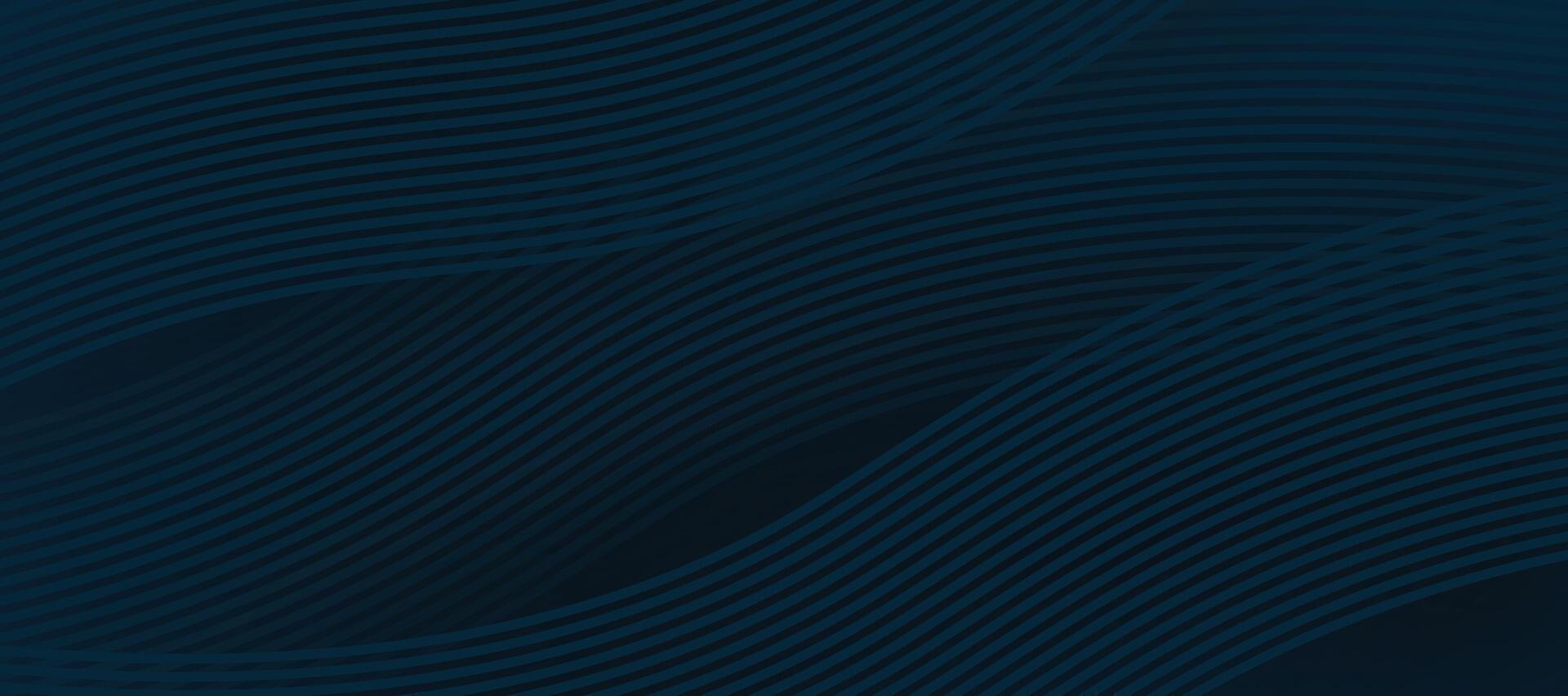 Dark blue abstract background with glowing curved waves. vector