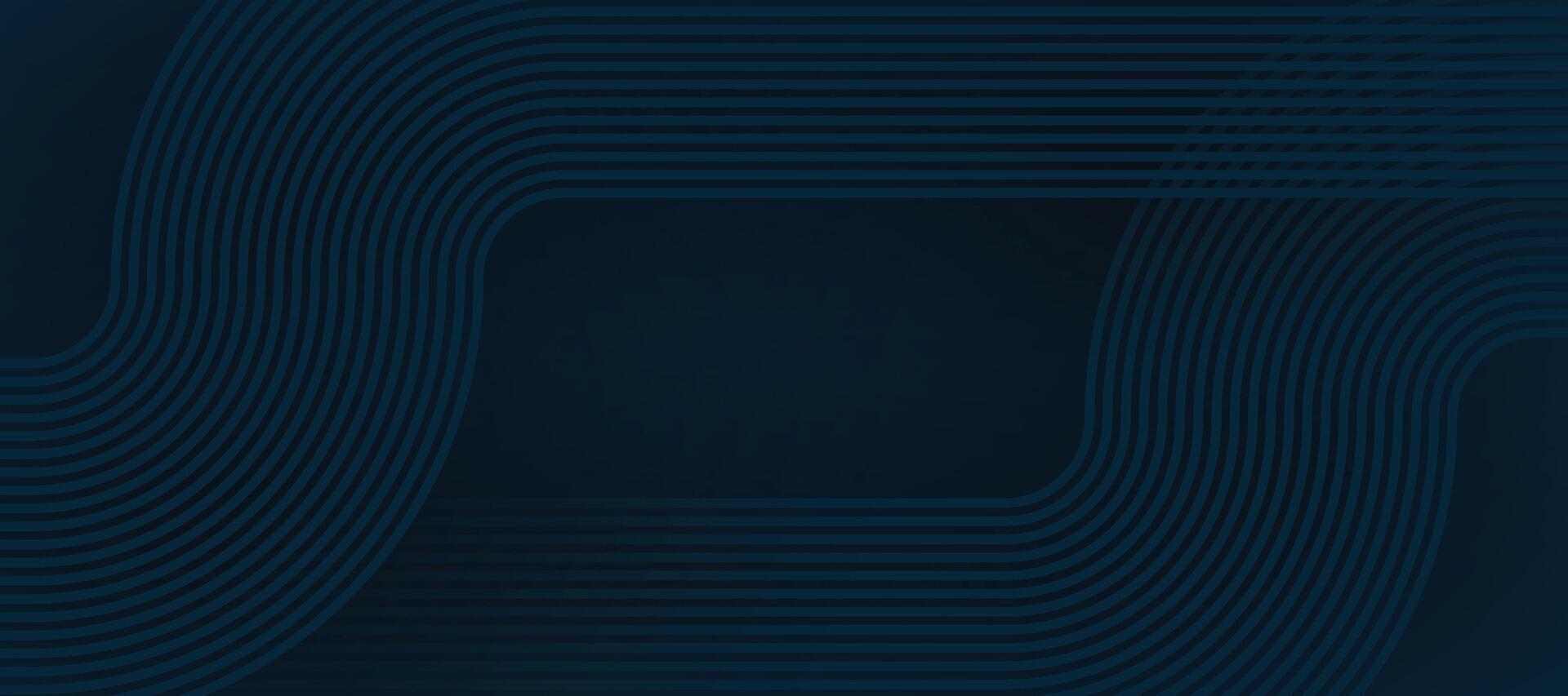 Dark blue abstract background with glowing curved waves. vector
