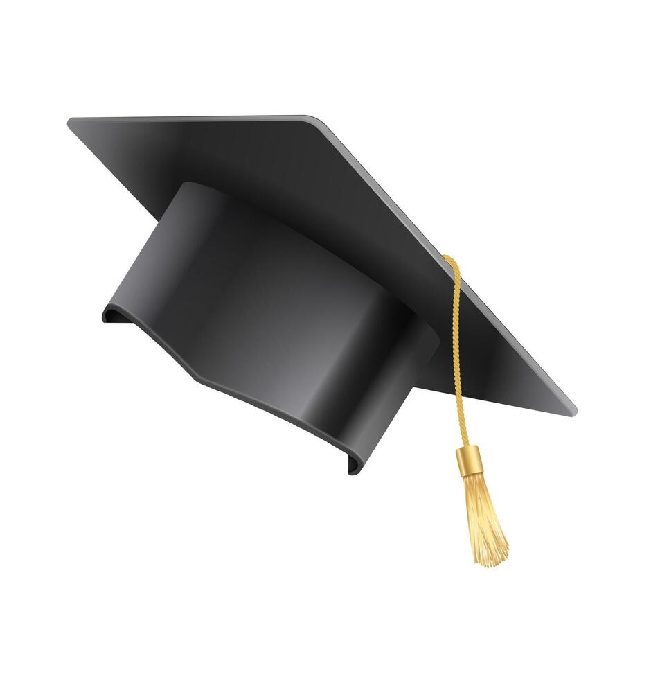 realistic Mortar Hats. Graduation cap vector