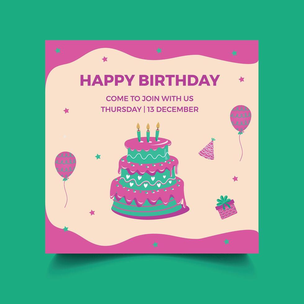 Birthday social media post vector