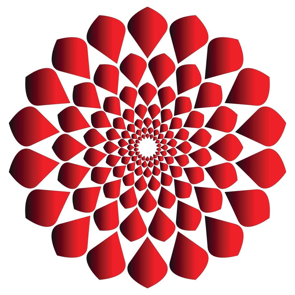 A spiral red mandala flower design. vector