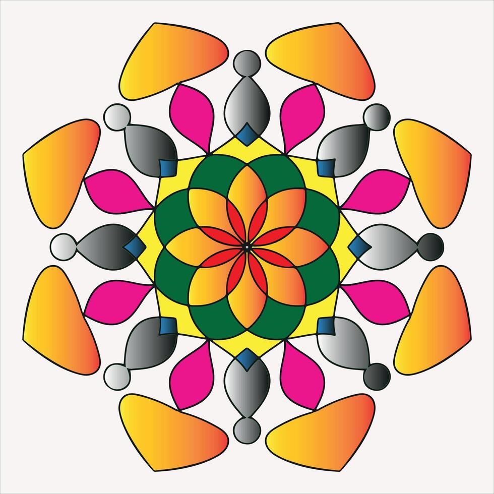 un vistoso mandala flor diseño. vector