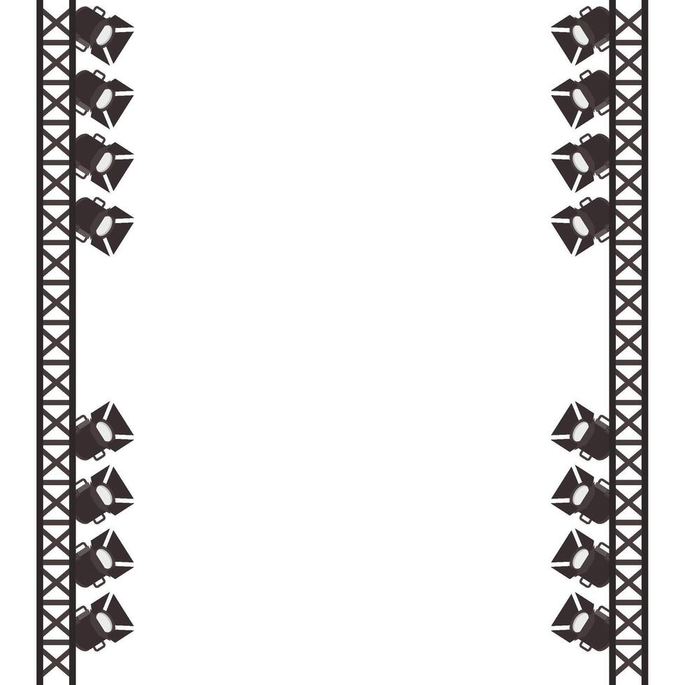 Projectors spot light for lighting, metal frame for stage layout vector