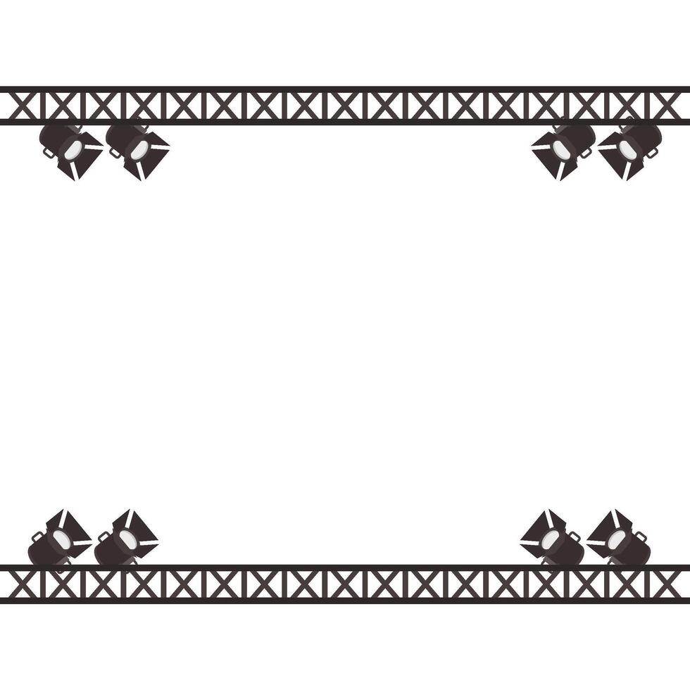 Template of framework with projectors, spot light for lighting, metal frame for stage, scene, concert and entertainment vector