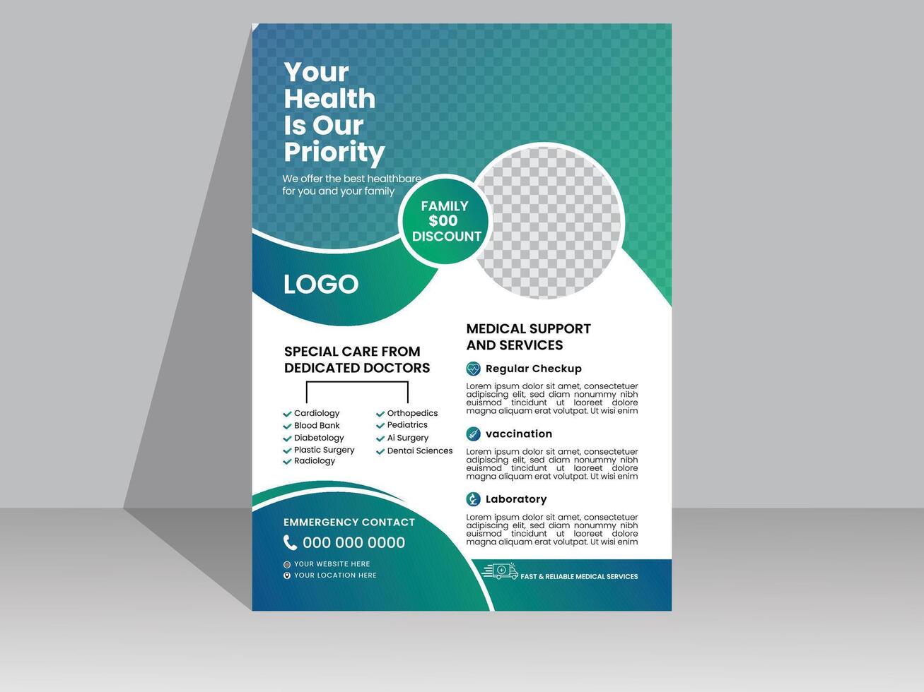 Modern Medical Clinic Flyer Design vector