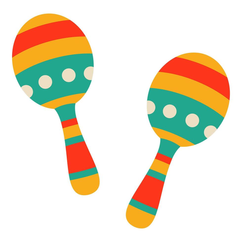 Mexican musical instrument maracas isolated on a white backgroun vector