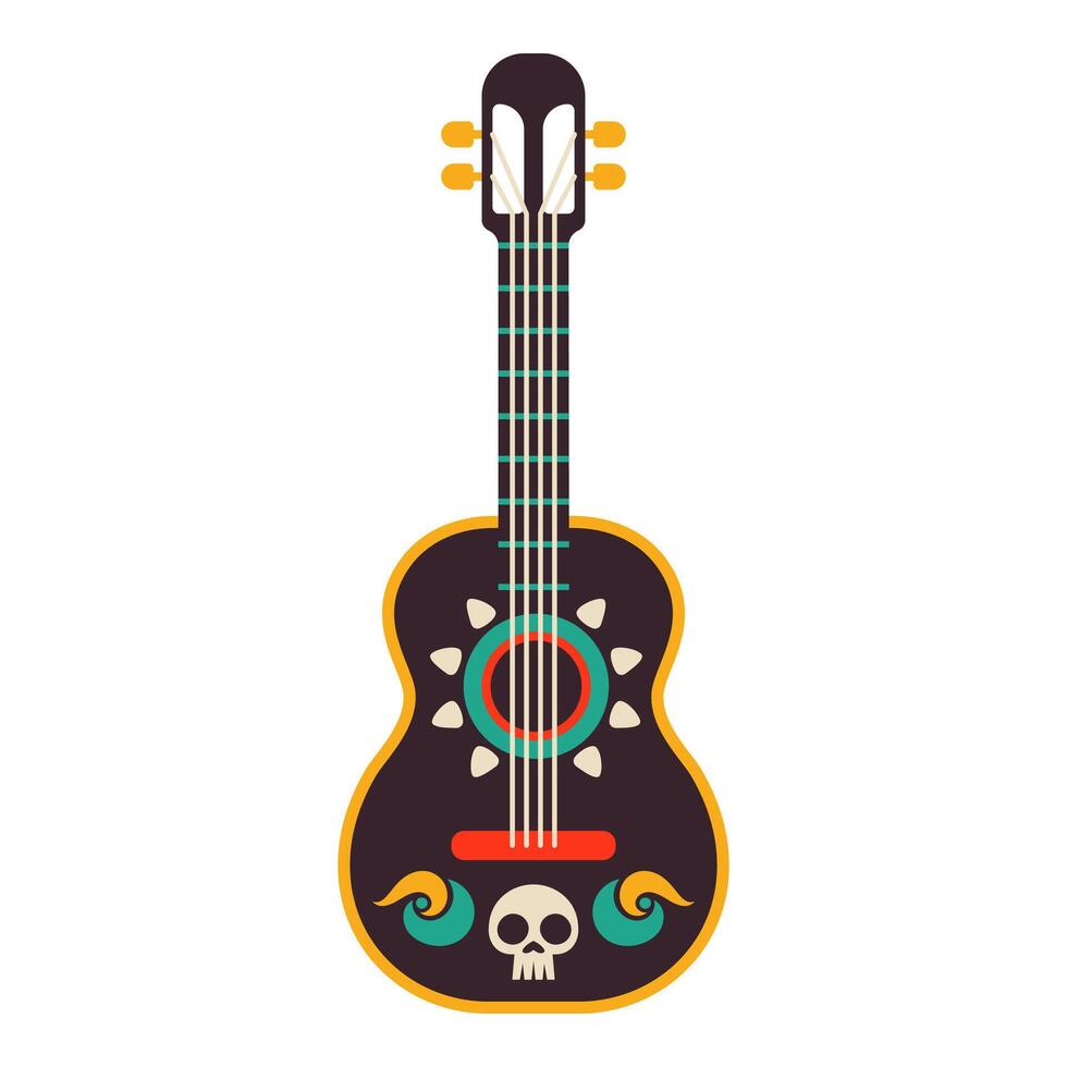 A hand-drawn Mexican guitar isolated on white vector