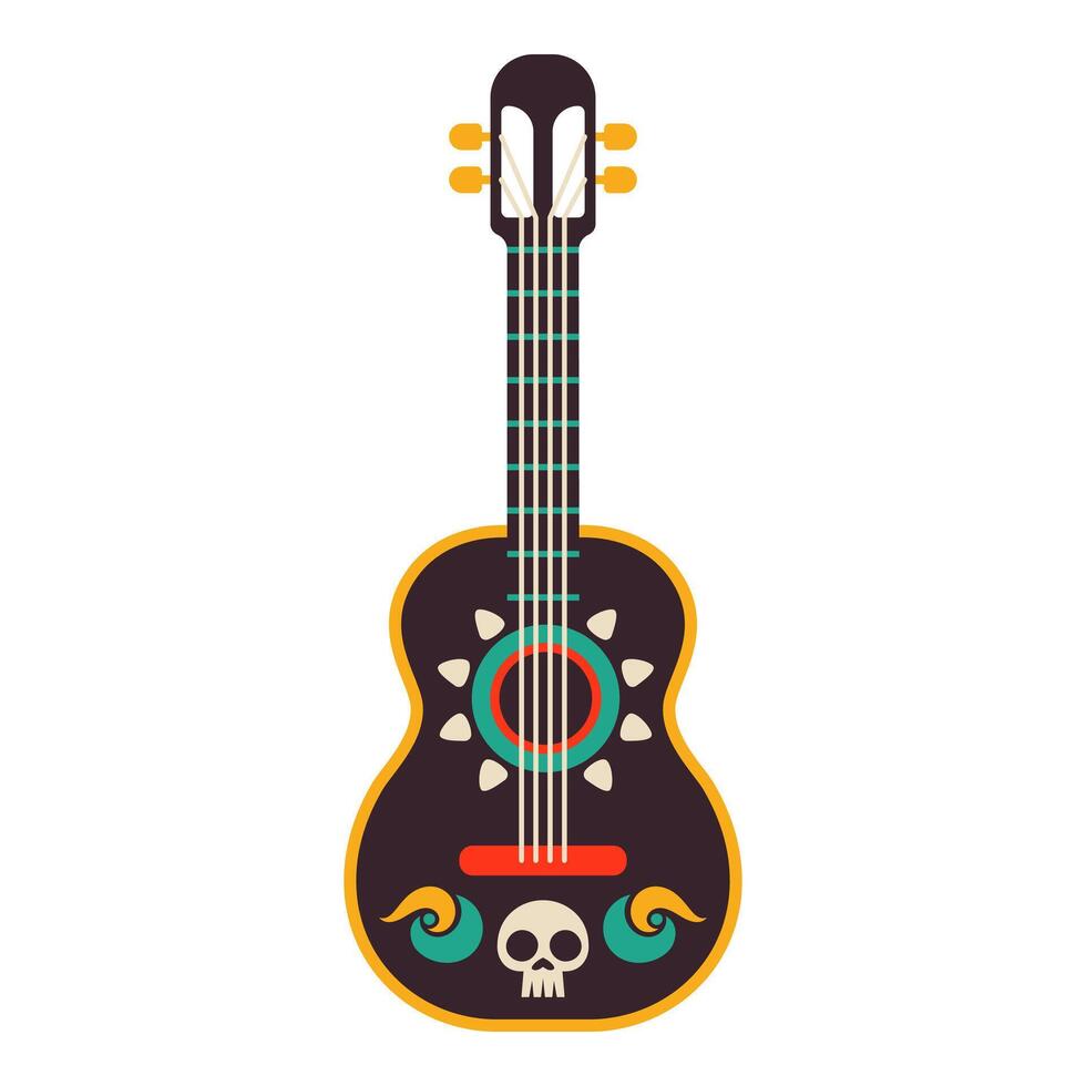 A hand-drawn Mexican guitar isolated on white vector