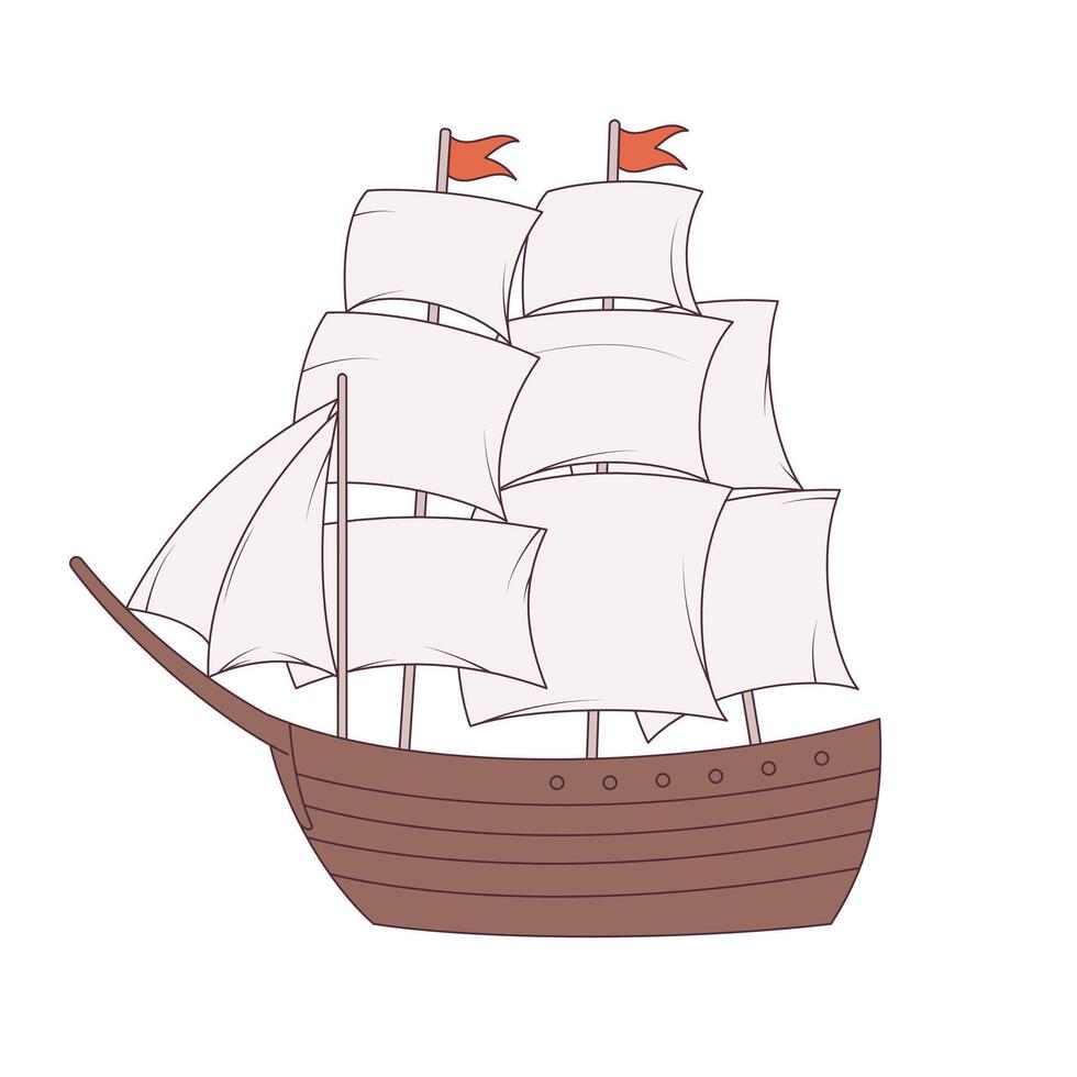 cartoon ocean ship vector
