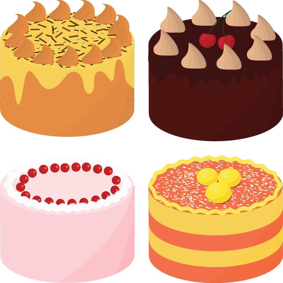 cartoon cakes set vector