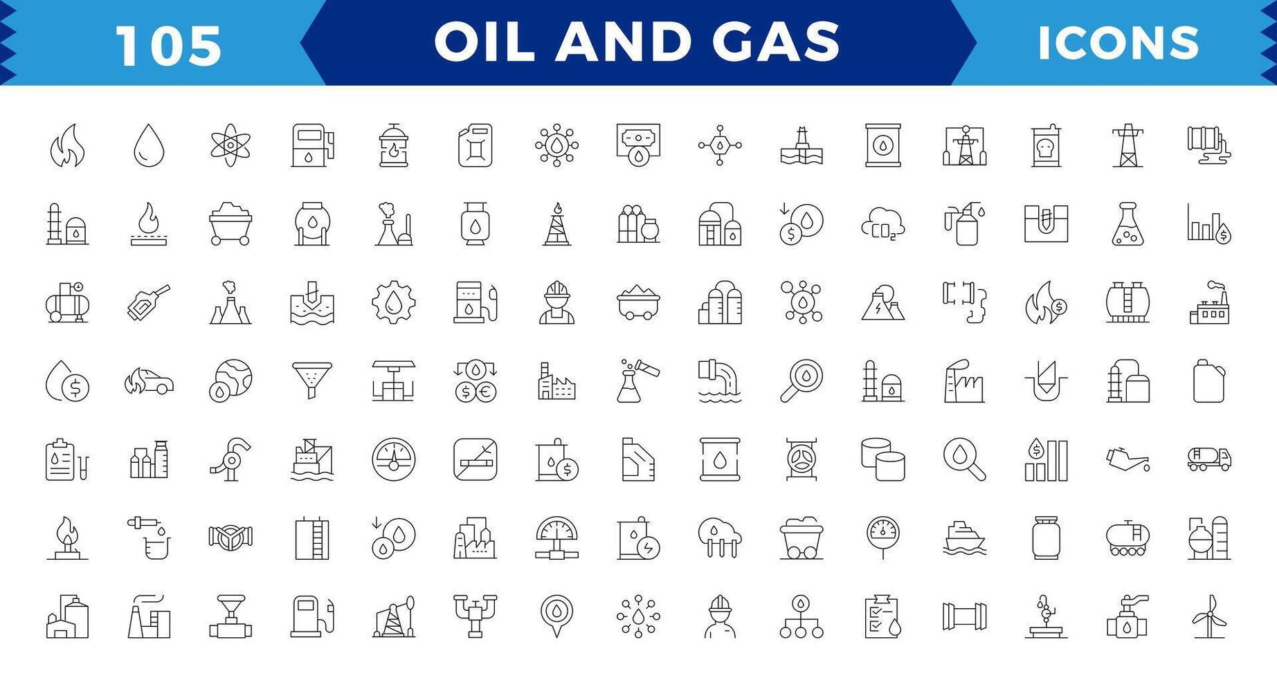 Oil and gas - Pixel Perfect thin line web icon set. Outline icons collection. editable stroke vector