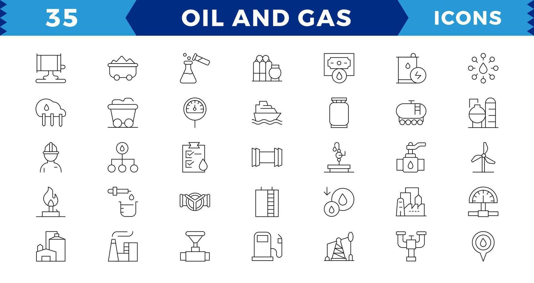 Oil and gas - Pixel Perfect thin line web icon set. Outline icons collection. editable stroke vector