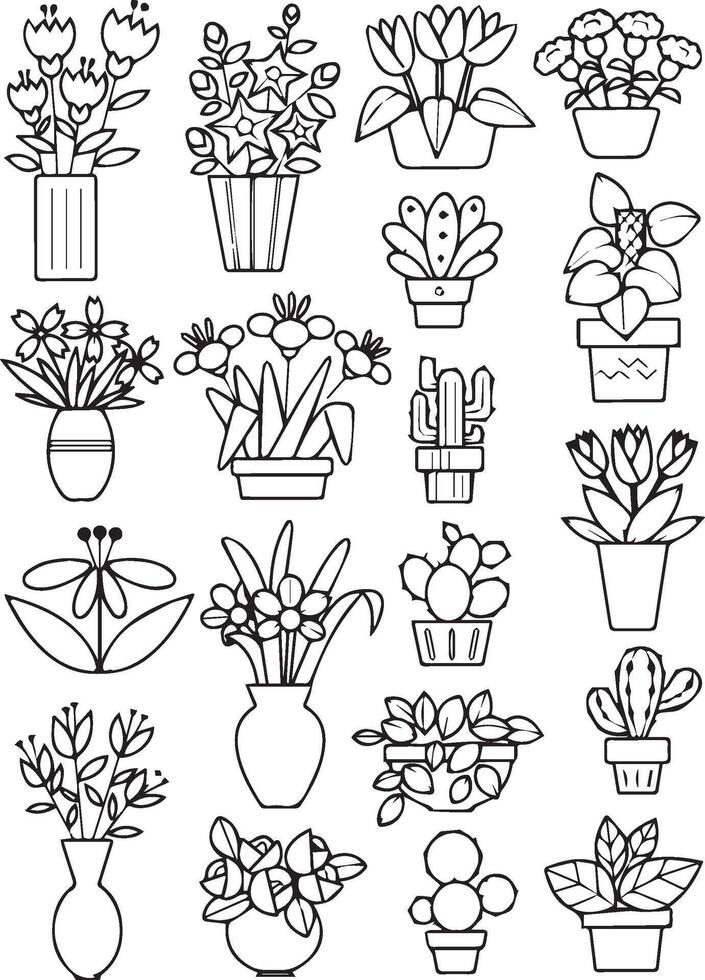 Hand drawn kawaii coloring book illustration vector