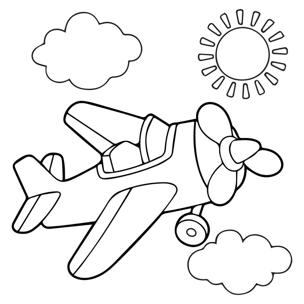 Hand drawn airplane outline illustration vector