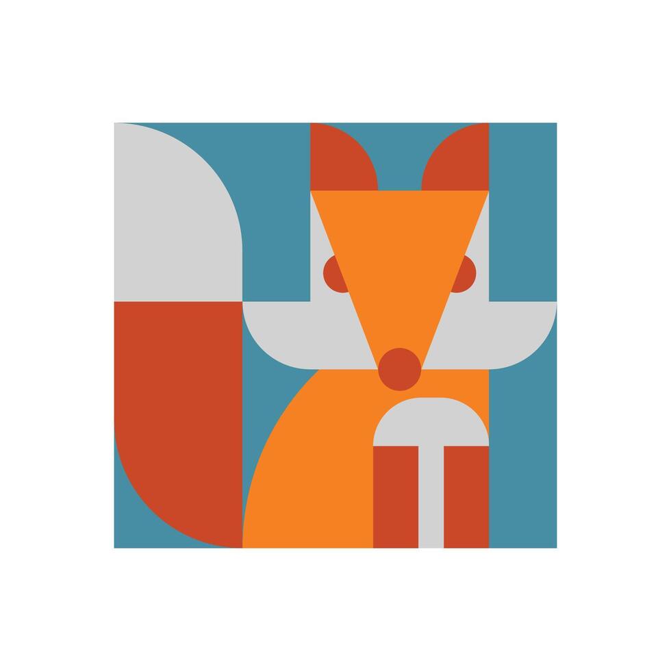 ILLUSTRATION 70 GEOMETRIC PLAYFUL FOX ILLUSTRATION vector