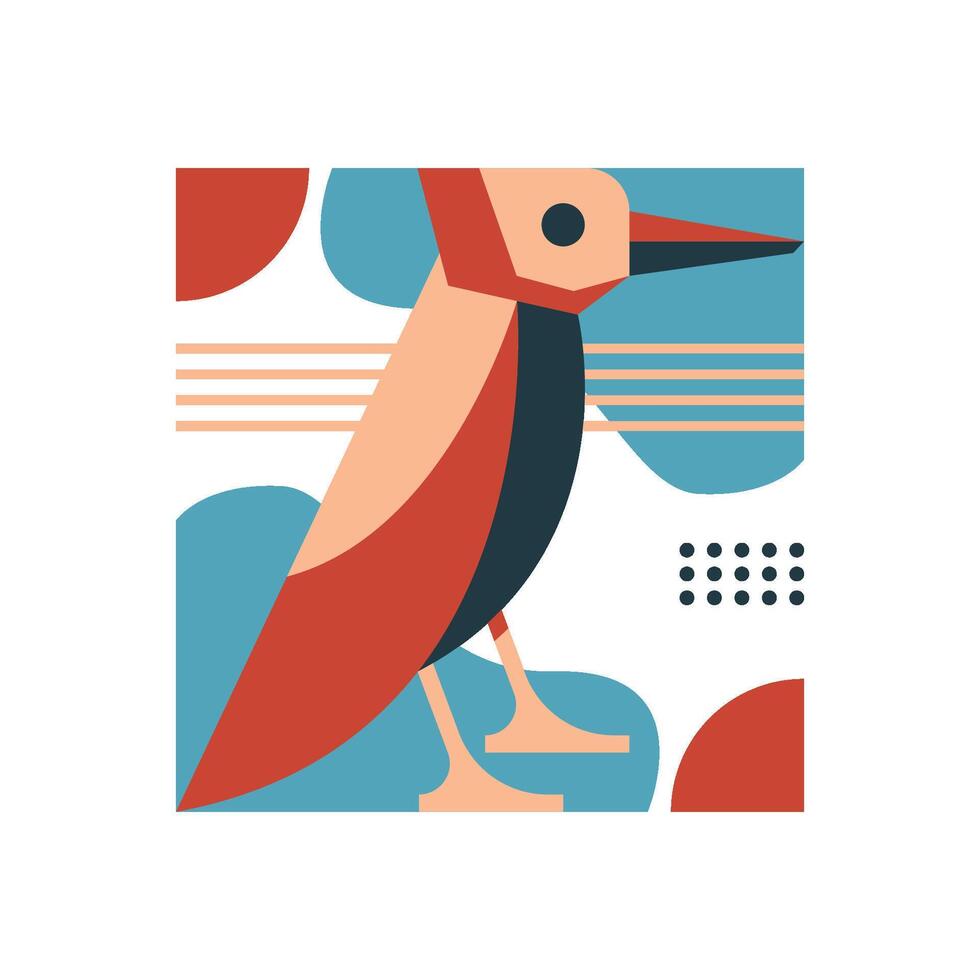 ILLUSTRATION 62 ABSTRACT GEOMETRIC OR POLYGONAL OF WOODPECKER BIRD vector