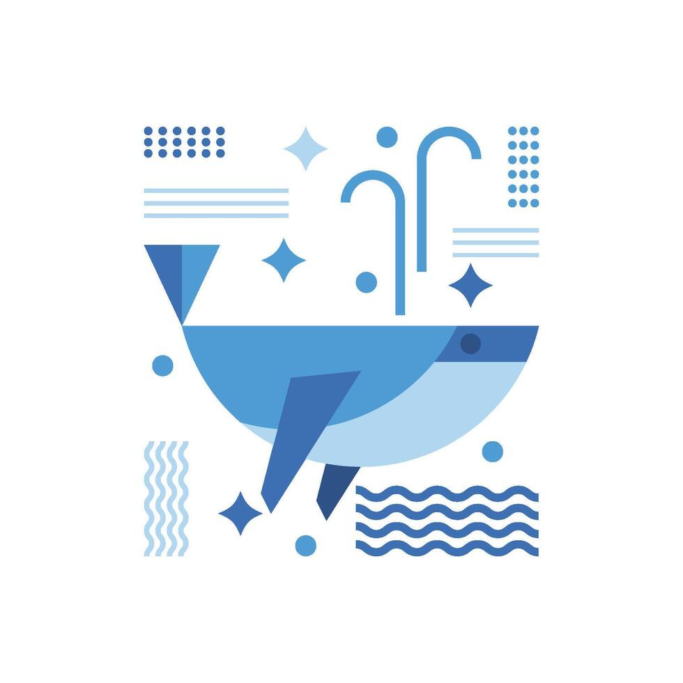 ILLUSTRATION 81 GEOMETRIC WHALE ILLUSTRATION vector