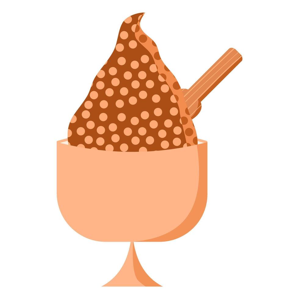 chocolate ice cream with toppings served in an ice cream bowl. ice cream illustration element. vector