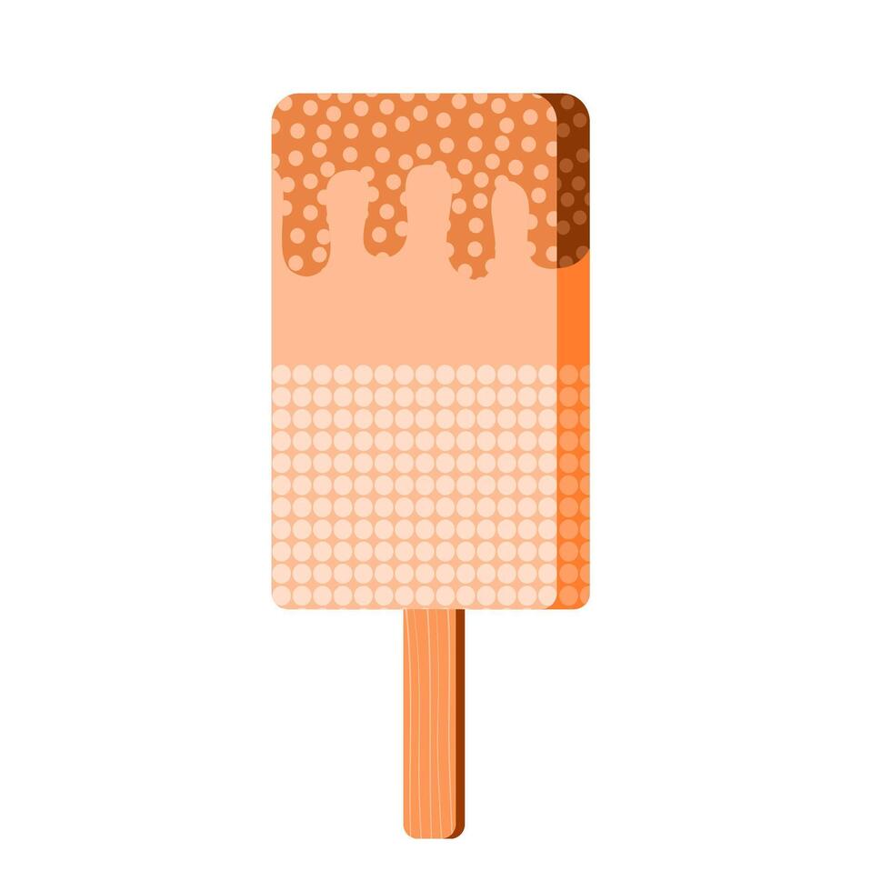 chocolate ice cream with sprinkle topping attached to the melted chocolate and also on the bottom. ice cream illustration element vector
