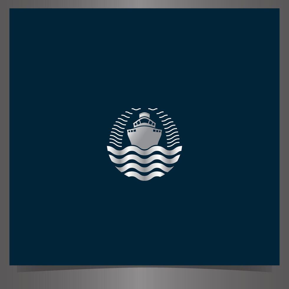 Ship Illustration Logo Design Template vector