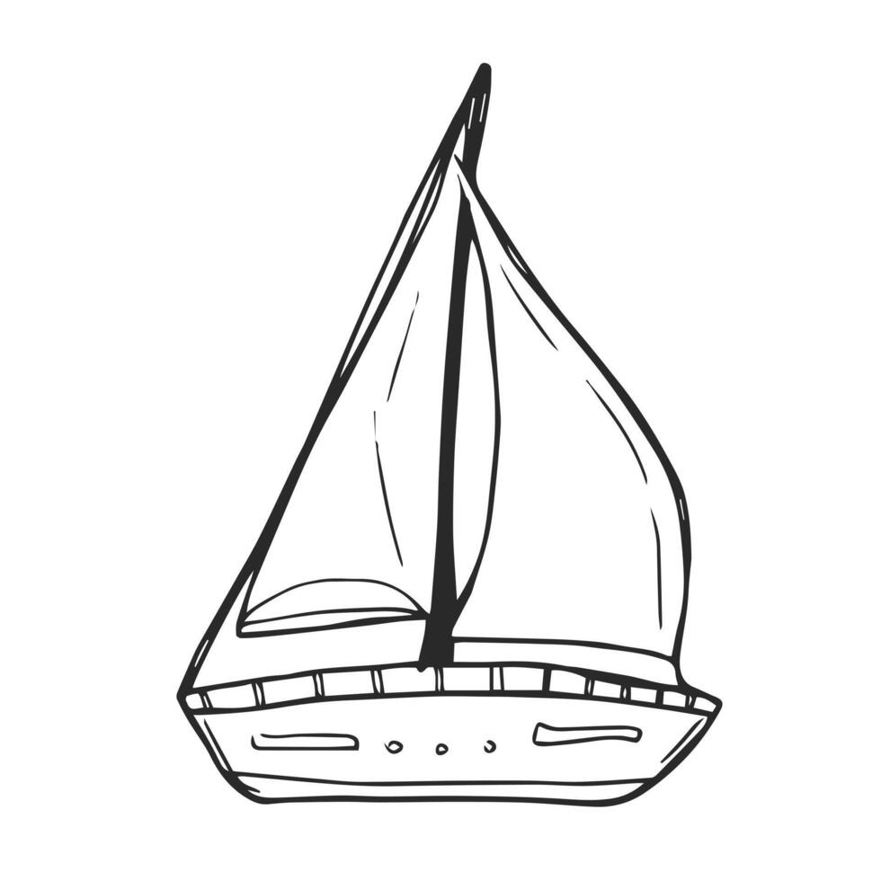 Sailboat hand drawn outline doodle icon. Boat travel and yacht, water transport, recreation concept. sketch illustration for print, web, mobile and infographics vector