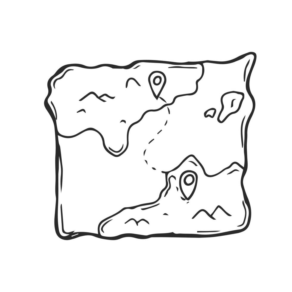 Doodle pirate's treasure map sketch vector