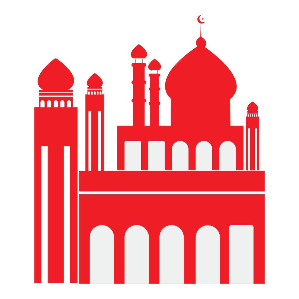 Mosque Outline Illustration On White Background vector