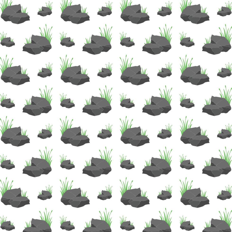 Rock and grass ideal trendy multicolor repeating pattern illustration background design vector