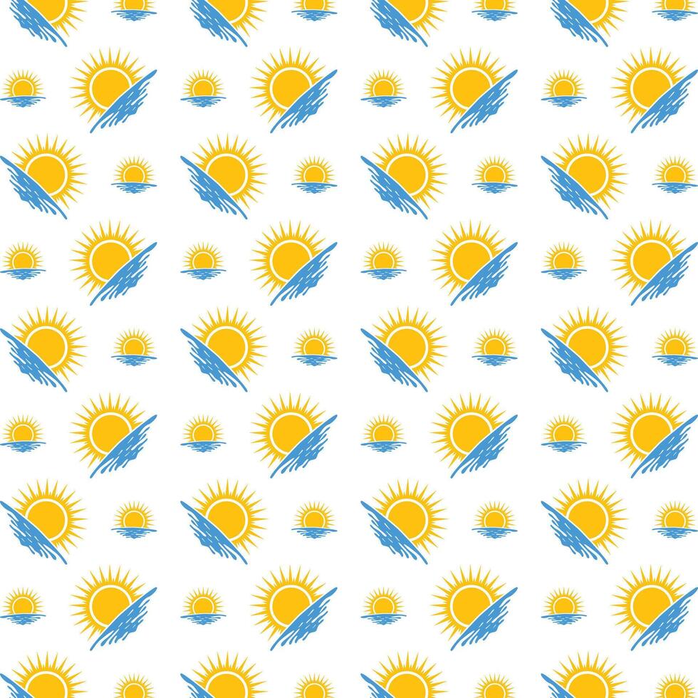 Sunrise beach ideal trendy multicolor repeating pattern illustration background design vector