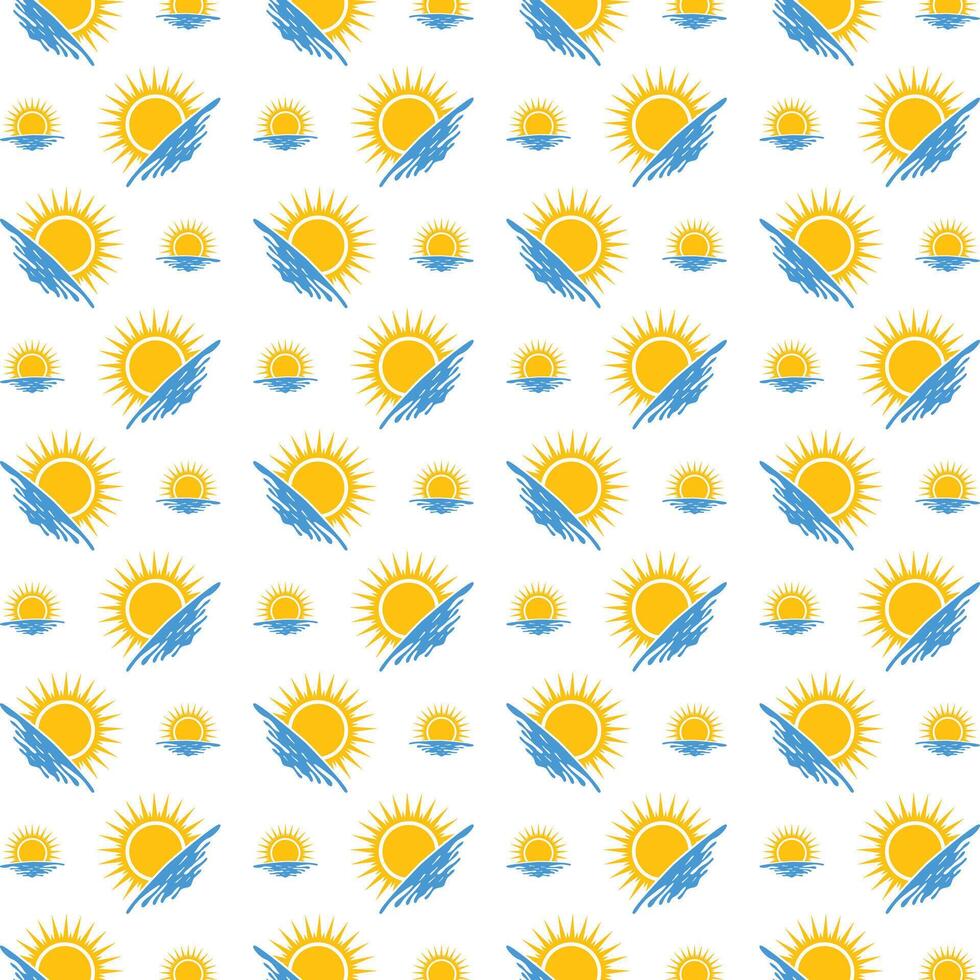 Sunrise beach ideal trendy multicolor repeating pattern illustration background design vector