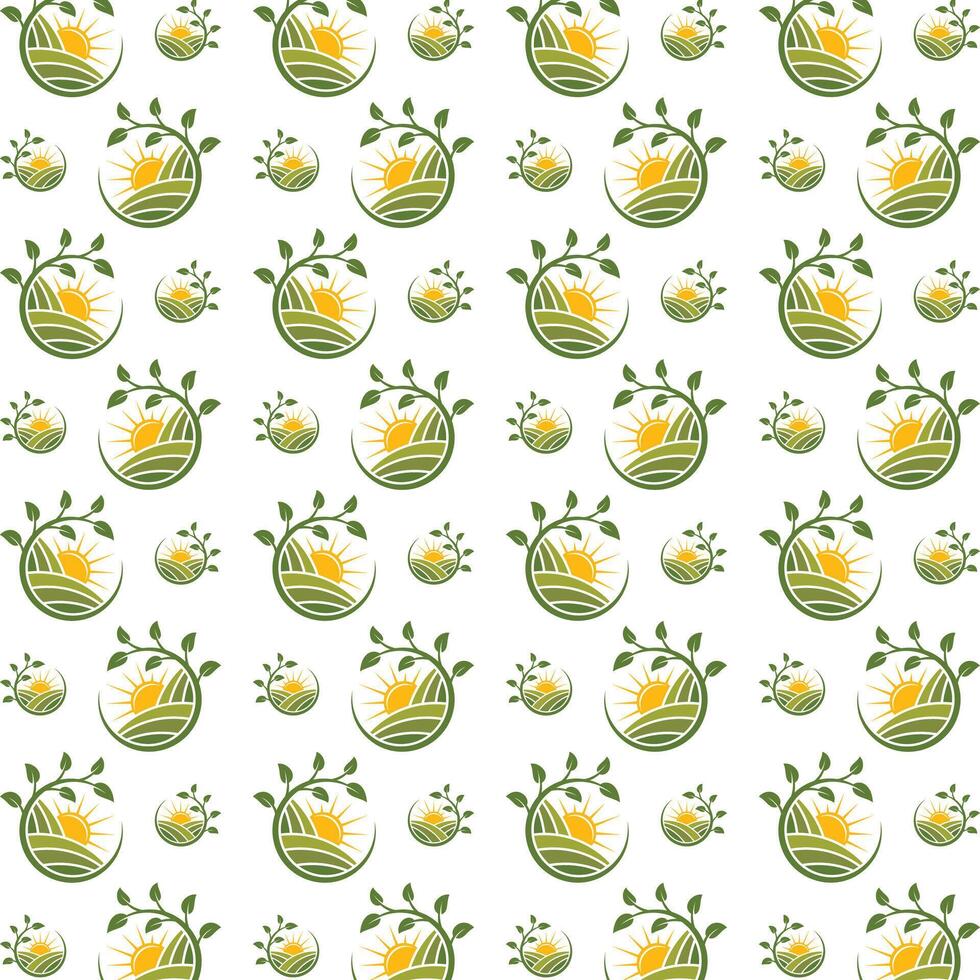 Farm circle usable trendy multicolor repeating pattern illustration background design vector