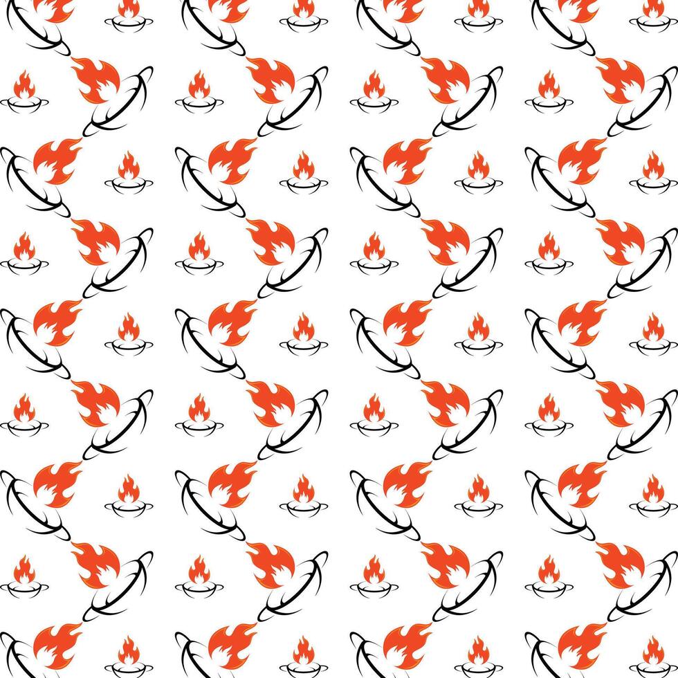 Hot cooking uncommon trendy multicolor repeating pattern illustration background design vector