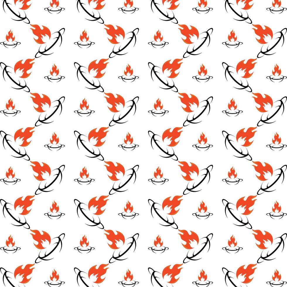 Hot cooking uncommon trendy multicolor repeating pattern illustration background design vector