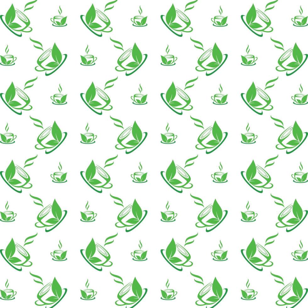 Green tea staggering trendy multicolor repeating pattern illustration background design vector