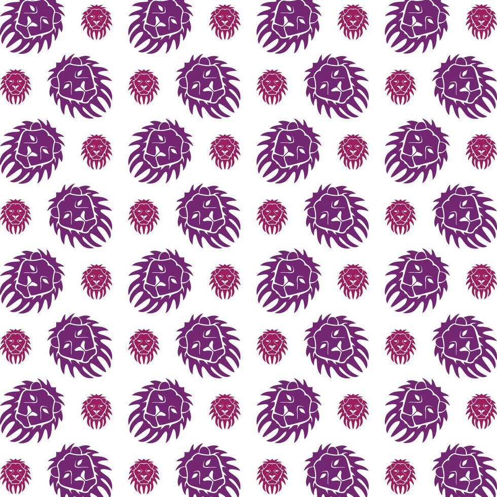 Lion head handy trendy multicolor repeating pattern illustration background design vector