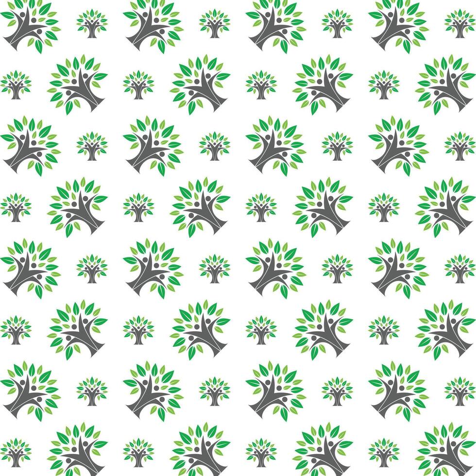 Human tree uncommon trendy multicolor repeating pattern illustration background design vector