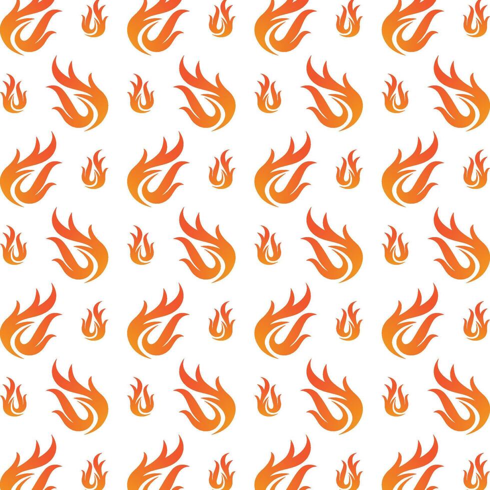 Fire flame handy trendy multicolor repeating pattern illustration background design vector