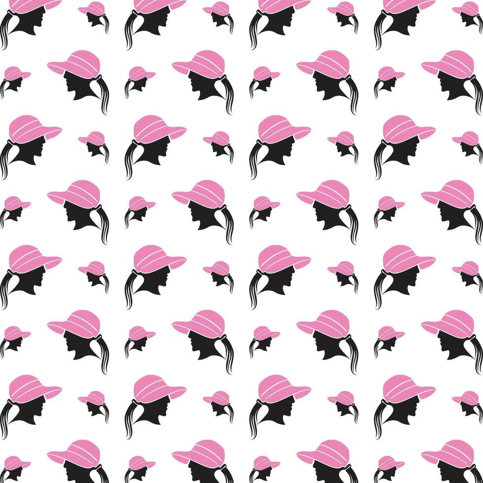 Hat women crafty trendy multicolor repeating pattern illustration background design vector
