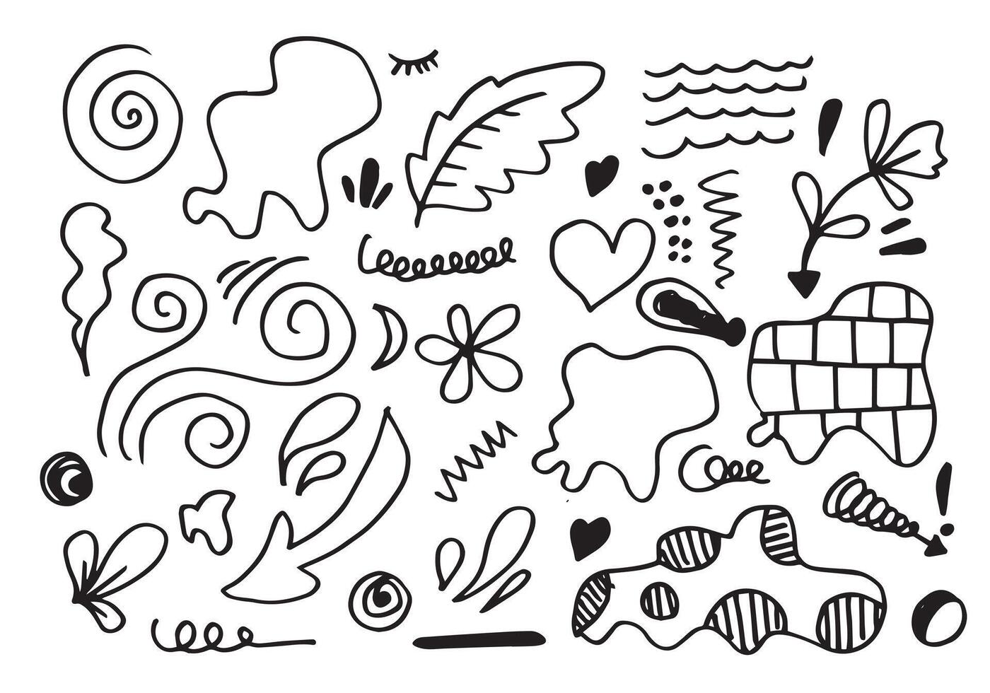 Various sketchy Doodle Abstract, Direction pointers Shapes and Objects for design element. vector