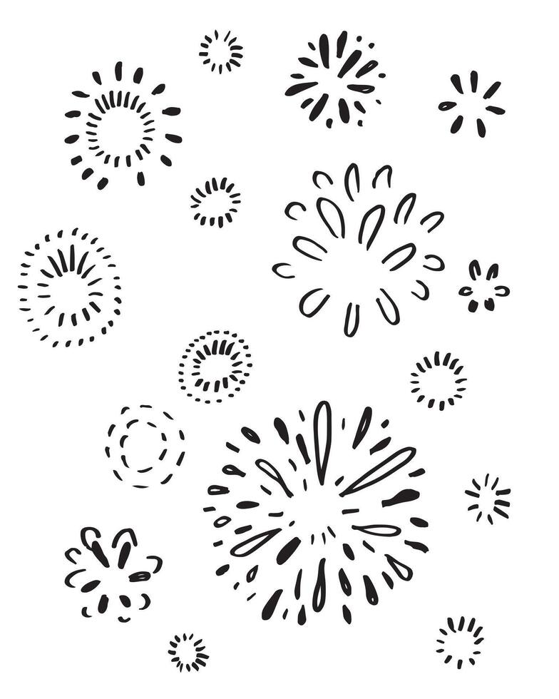 set of doodle starburst isolated on white background hand drawn from sunburst. design elements. vector