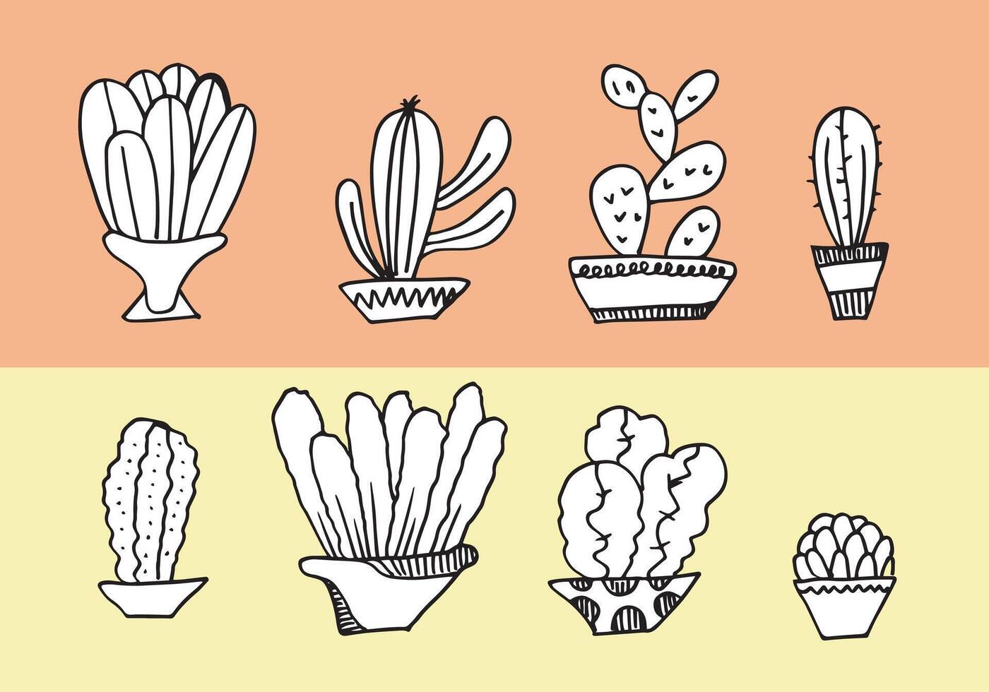 Cactus and succulents set. Hand drawn cacti illustration. vector