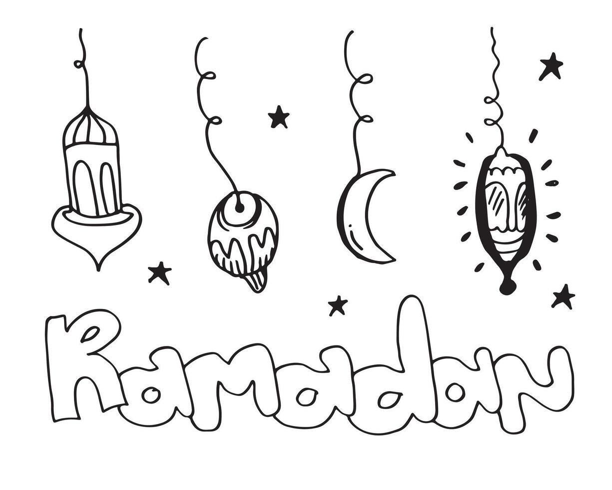 ramadan kareem design elements lanterns, stars and other elements vector
