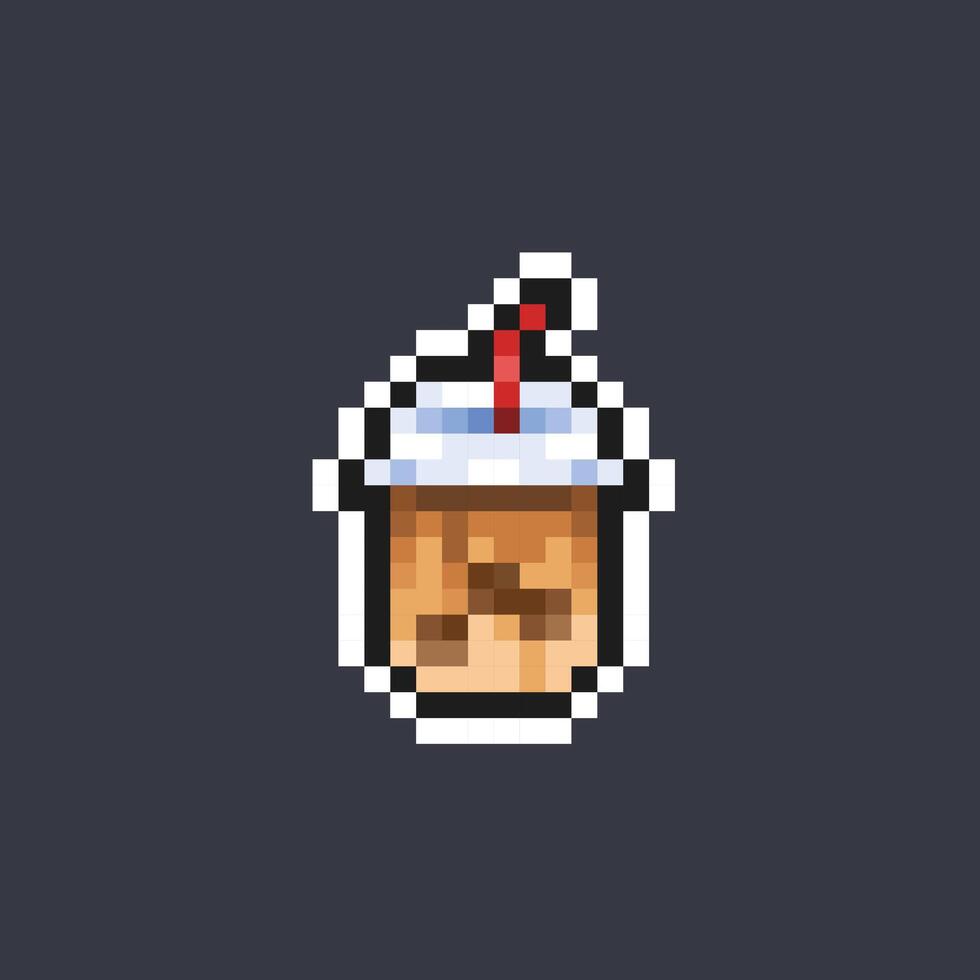 boba drink in pixel art style vector