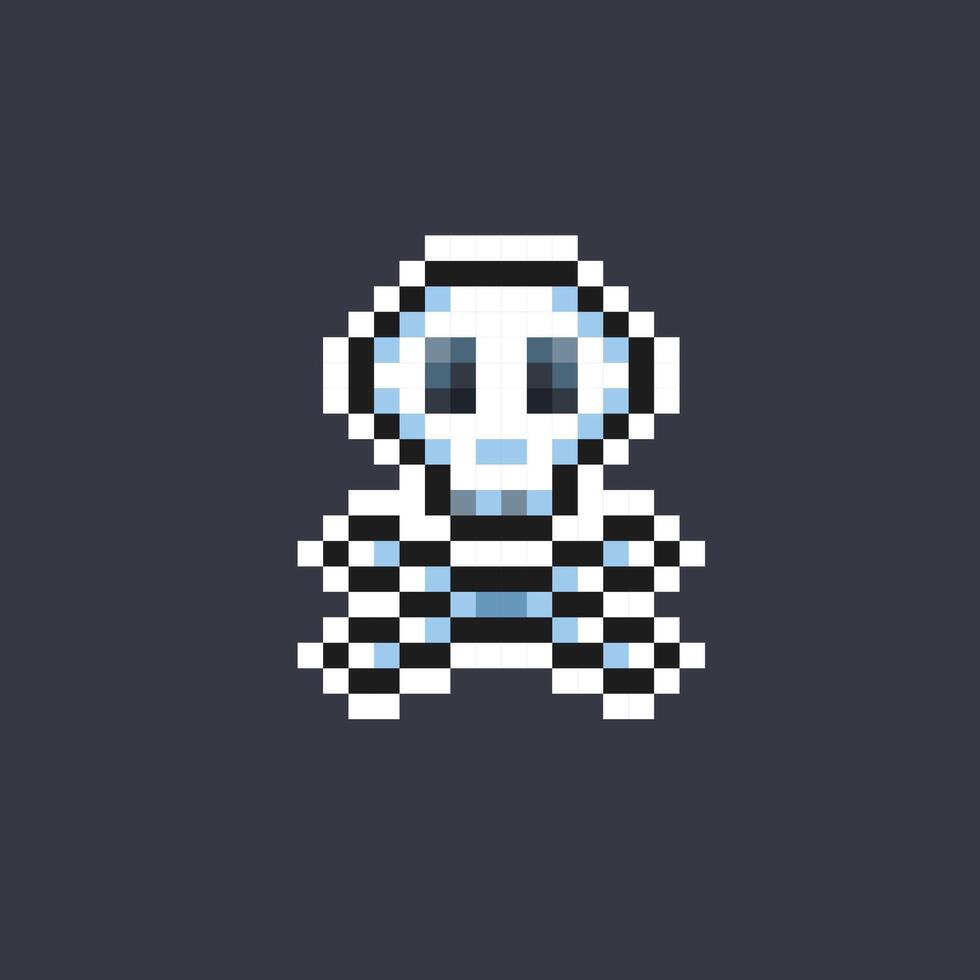 skull head in pixel art style vector