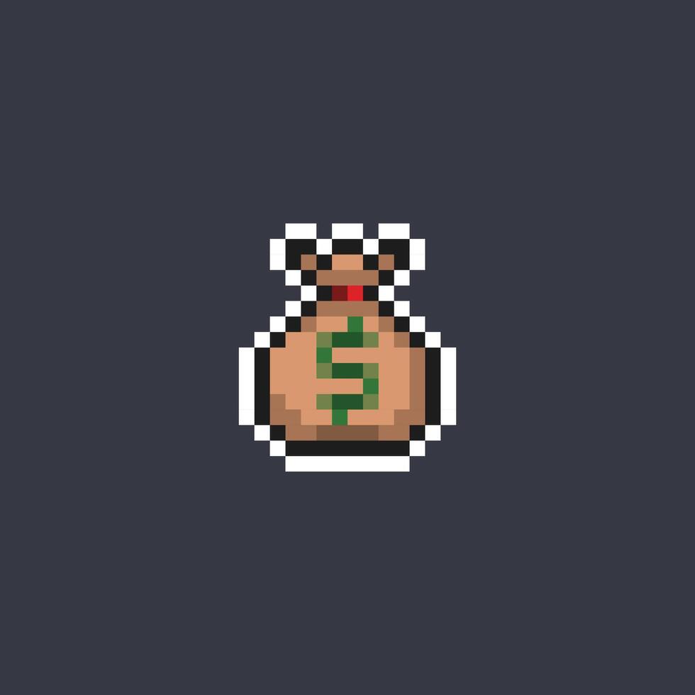 money bag in pixel art style vector