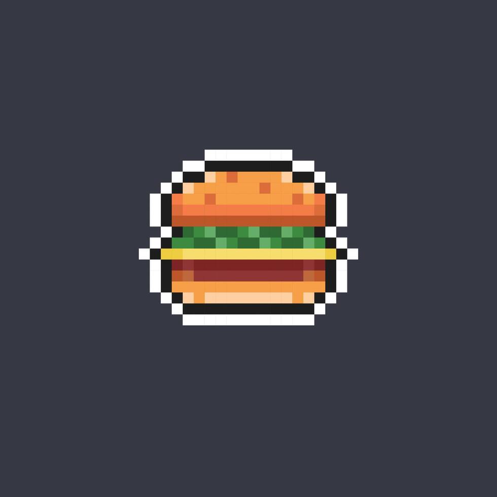 burger food in pixel art style vector