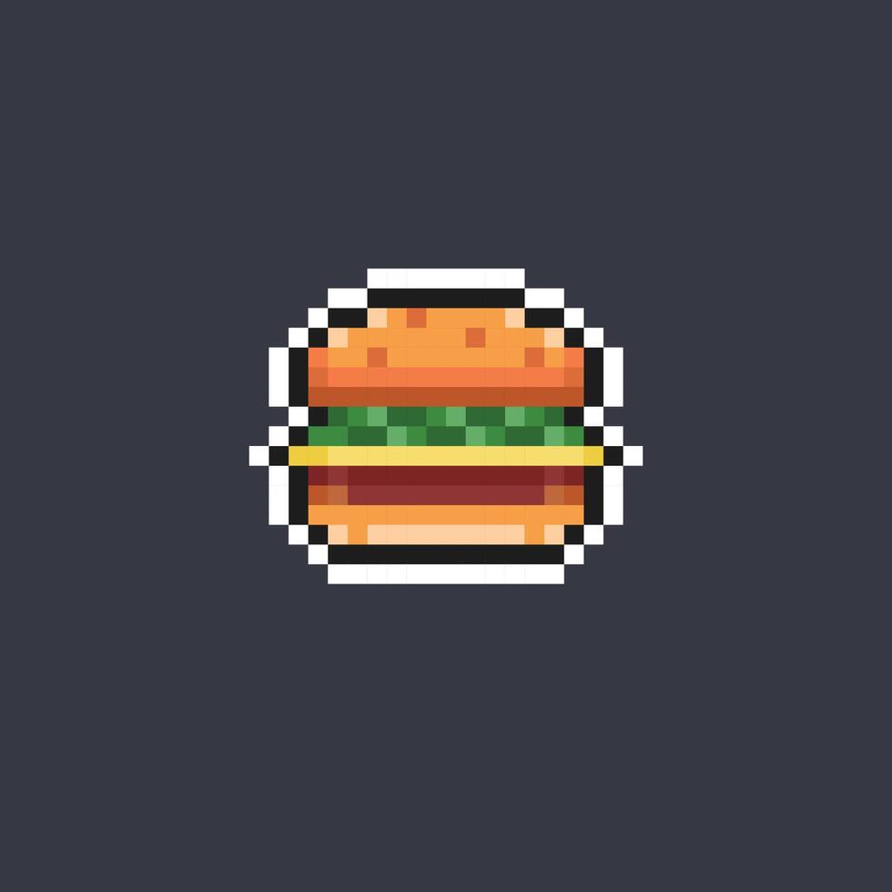 burger food in pixel art style vector